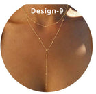Lariat Gold Necklace for Women Teen Girls Mom, Dainty Long Necklace 14k Gold Plated STAINLESS STEEL Y-Shaped Pendant Necklaces PlatiNum