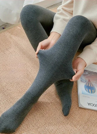 Women's Fall Winter Ribbed Vertical Stripe Thermal Leggings Fleece Thickened  Street Ready Seamless High Waist Thermal Pants PlatiNum