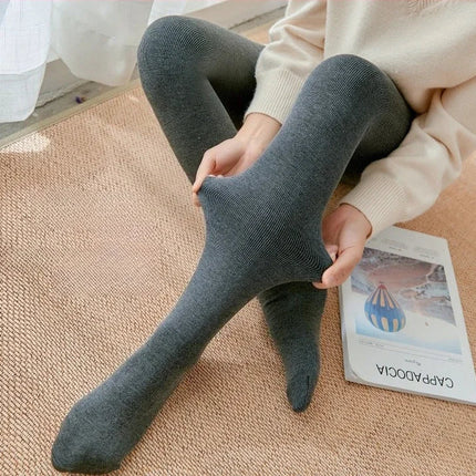 Women's Fall Winter Ribbed Vertical Stripe Thermal Leggings Fleece Thickened  Street Ready Seamless High Waist Thermal Pants PlatiNum