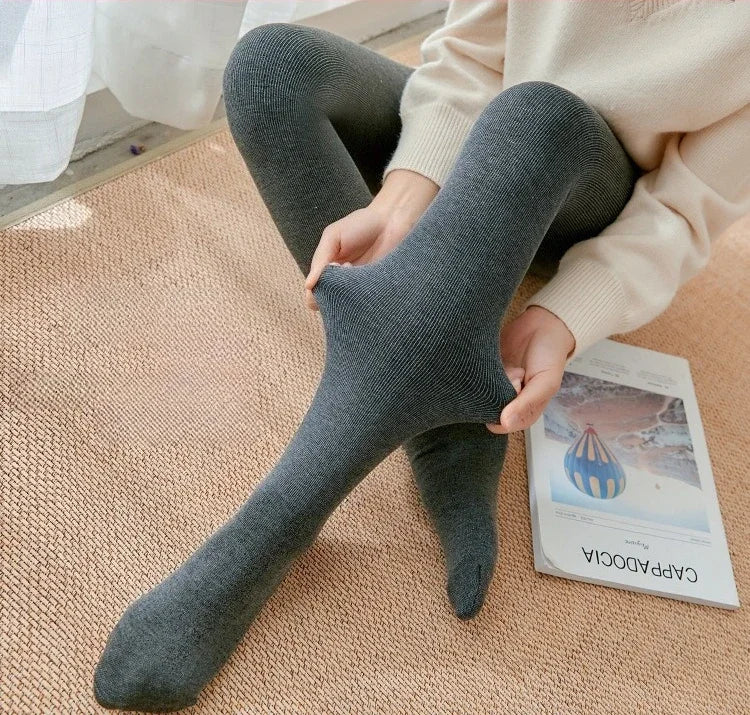 Women's Fall Winter Ribbed Vertical Stripe Thermal Leggings Fleece Thickened  Street Ready Seamless High Waist Thermal Pants PlatiNum