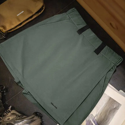 Maden New Outdoor A-Linien Skort Shorts Sommer Damen Leicht Wandern Elastischer Bund Hosenrock Freizeit Vielseitige grüne Hose
