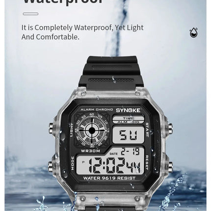 SYNOKE Digital Watches uomo sport luminoso multifunzione impermeabile orologio da polso da donna all'aperto e in esecuzione studente sette luci platinumshop