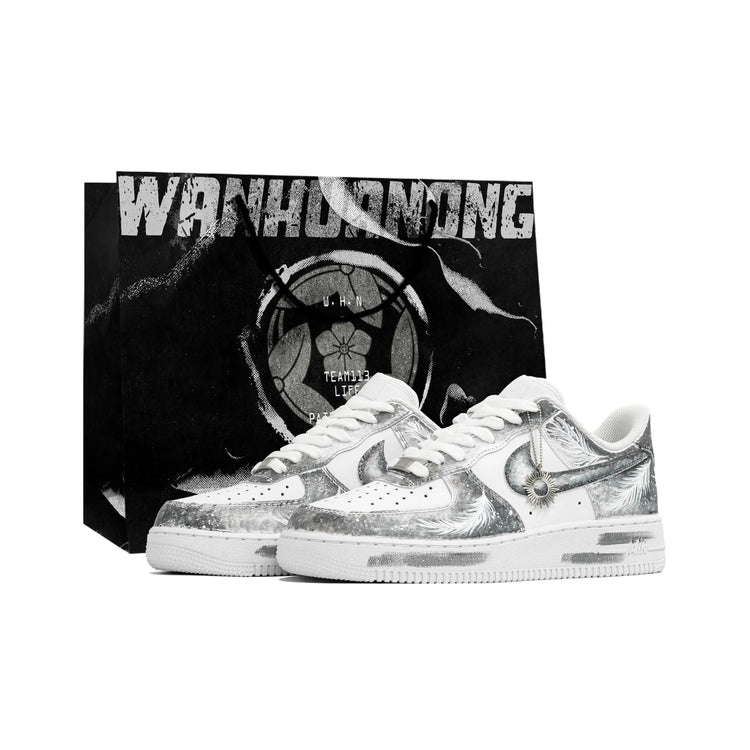Nike Air Force 1 Kaleidoscope, Light Wing, Shopping Bag Abrasion Resistant Low top Skateboard Shoes Unisex Silver White