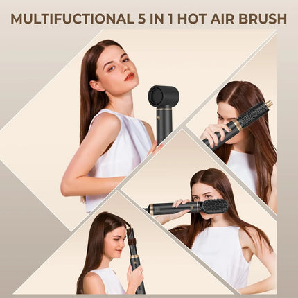 UKLISS 638 5‑In‑1 Hot Air Brush Set, Professional Hair Styling Tools, Multi‑Function Hair Dryer Curling Iron Straightener Kit For Curling, Drying, Straightening, Smoothing And Fluffy Hairstyle, For Home Professional Use