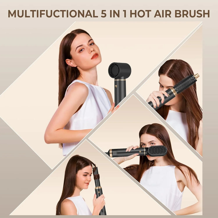 UKLISS 638 5‑In‑1 Hot Air Brush Set, Professional Hair Styling Tools, Multi‑Function Hair Dryer Curling Iron Straightener Kit For Curling, Drying, Straightening, Smoothing And Fluffy Hairstyle, For Home Professional Use