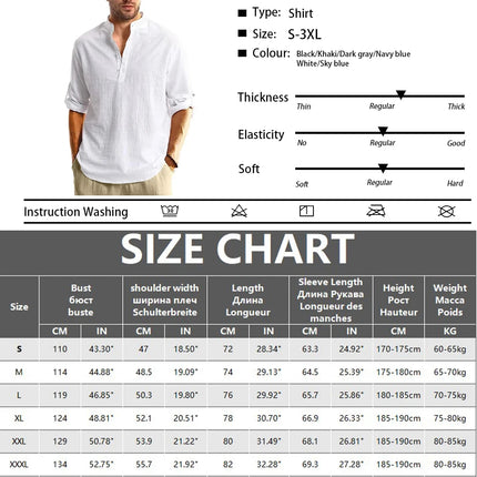 Men's Lightweight Long Sleeve Henley Collar Casual Hawaiian Beach Shirts Breathable T-Shirts