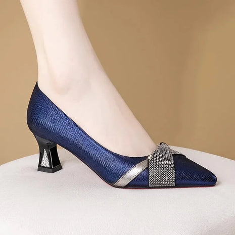 Sapatos Femininas donna Cute Sweet Navy Blue Crystal scarpe con tacco alto Lady Classic Sexy Party scarpe con tacco a spillo Zapatos B17