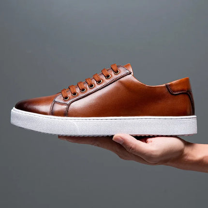 Plus Size 49 Trendy Men Leather Casual Shoes Soft Outdoor Sneakers Comfortable Lightweight Flat Shoes Classic Social Board Shoes