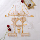 2026 Metal Chain Decor Perspective Lingerie Set Women's Sexy Lace Slim Underwear Split Set Female See Through Bra and Panty Set