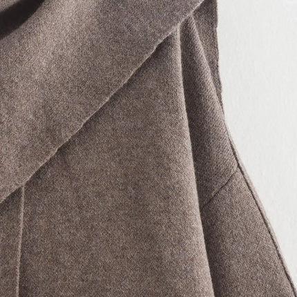 Ladies Autumn Winter Jacket Women Casual Commuter Coat Knitted Loose Oversize Coat Asymmetric Elegant Split Chic Scarf Jacket