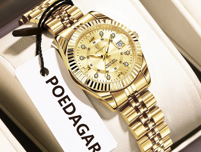 POEDAGAR Orologio da polso da donna alla moda Impermeabile Data luminosa Orologi da donna eleganti Orologio al quarzo in acciaio inossidabile per donna Reloj platinumshop