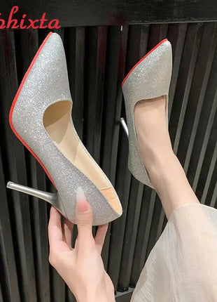 Aphixta Oro Argento Nero Décolleté con tacco alto a spillo da 3,54 pollici Décolleté da donna per tutte le stagioni Scarpe da festa con punta a punta di grandi dimensioni 49 50 platinumshop
