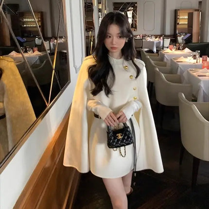 2026 New Style Women's Wool Coats Capes Autumn/Winter Princess Style Wool Cloak Woman