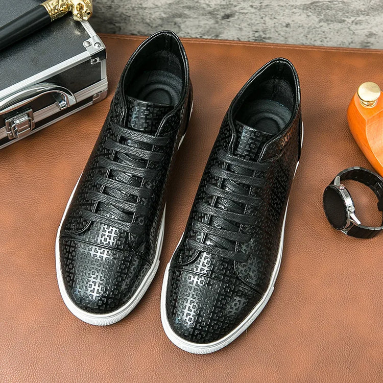 High-Quality Men Skateboard Shoes 2025 Fashion Large Size 46 Men's Leather Casual Shoes High Top Print Designer Luxury Shoes Man