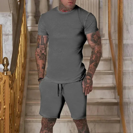 Tuta sportiva estiva all'aria aperta alla moda e casual T-shirt traspirante da uomo pantaloncini tuta casual e alla moda in due pezzi platinumshop