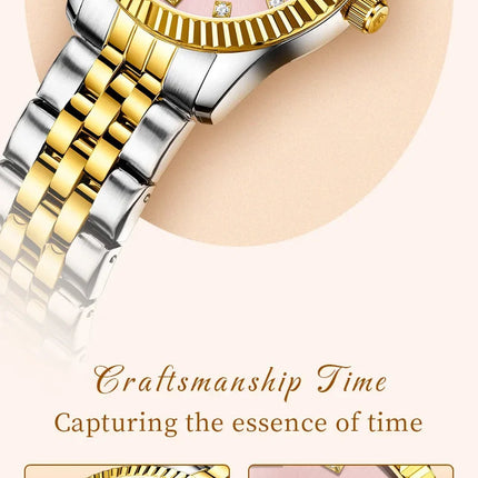 OLEVS Orologio da donna Nuovo orologio al quarzo 3705 Orologio da donna con data luminosa impermeabile in acciaio inossidabile Reloj platinumshop