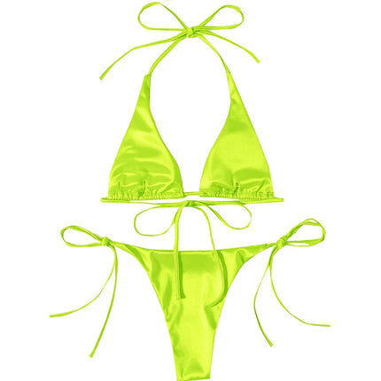 Sexy 13 colori Halter Satin Bikini brasiliano Donna Costumi da bagno Costume da bagno femminile Bikini a due pezzi Bagnante Costume da bagno Swim V4966 platinumshop