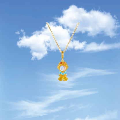 Collana alla moda con zirconi colorati, fiaba, piccola principessa, catena universale placcata in oro, catena clavicola, temperamento dolce