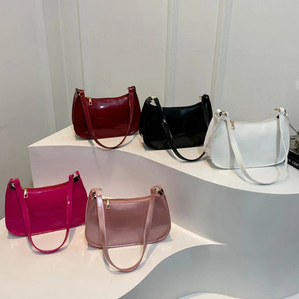 Retro Solid Color PU Leather Shoulder Underarm Bag Women's Fashion Handbags Casual Hobos Purses and Handbag Ladies Hand Bags PlatiNum