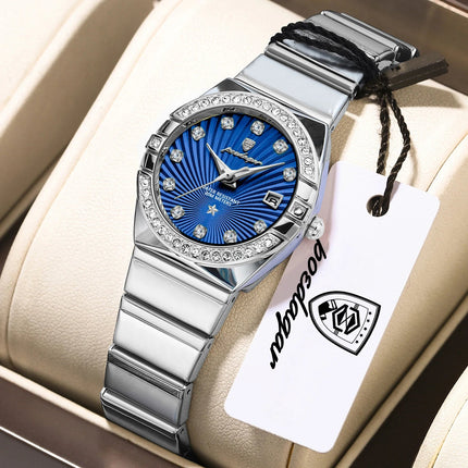 Orologio da donna POEDAGAR, raffinato, impermeabile, luminoso, con datario, in acciaio inossidabile, elegante orologio da polso al quarzo per donna. platinumshop