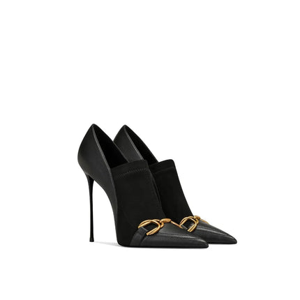 2025 Primavera nuove scarpe eleganti eleganti con tacco a spillo da donna in vera pelle nera con tacco alto