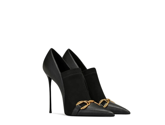 2025 Primavera nuove scarpe eleganti eleganti con tacco a spillo da donna in vera pelle nera con tacco alto