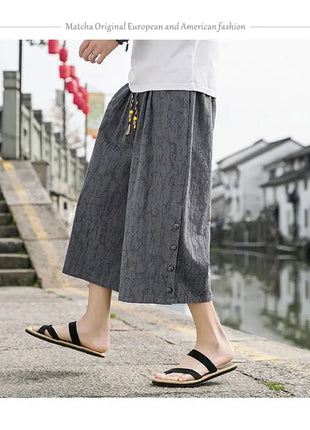 Pantaloni da samurai giapponesi Kimono da uomo Pantaloni casual in cotone retrò da uomo Pantaloni larghi casual Hip Hop Harajuku di alta qualità da uomo