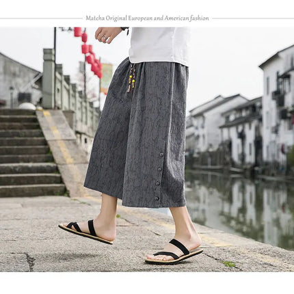 Pantaloni da samurai giapponesi Kimono da uomo Pantaloni casual in cotone retrò da uomo Pantaloni larghi casual Hip Hop Harajuku di alta qualità da uomo