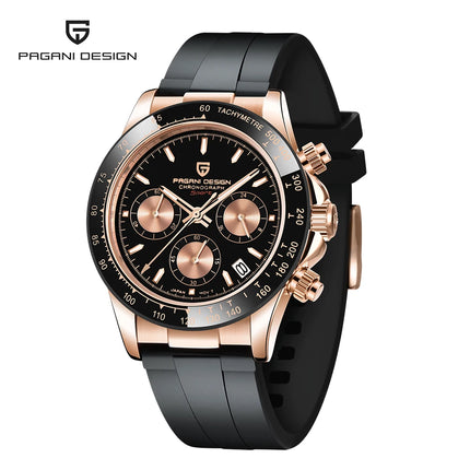PAGANI DESIGN Nuovo Orologio da Polso al Quarzo da Uomo con Quadrante in Meteorite, Vetro Zaffiro, Cronografo, Impermeabile 100m, in Acciaio Inossidabile
