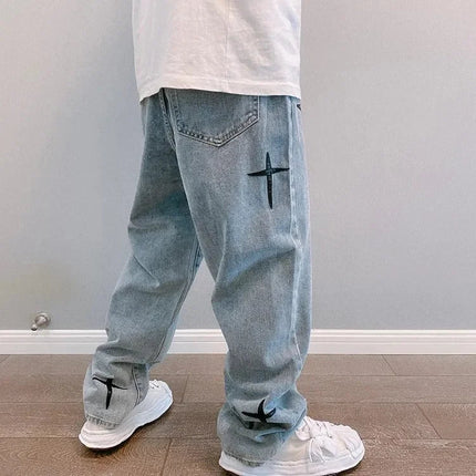 Jeans Men Wide Leg Cargo Pants Streetwear Baggy Men Korean Fashion Loose Straight Male Clothing Y2K Hip Hop Style Male Trousers PlatiNum