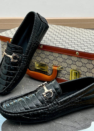 Scarpe Casual da uomo in pelle verniciata di alta qualità scarpe da guida di marca mocassini con motivo a coccodrillo maschile per scarpe basse mocassino da uomo