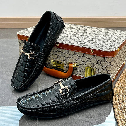 Scarpe Casual da uomo in pelle verniciata di alta qualità scarpe da guida di marca mocassini con motivo a coccodrillo maschile per scarpe basse mocassino da uomo