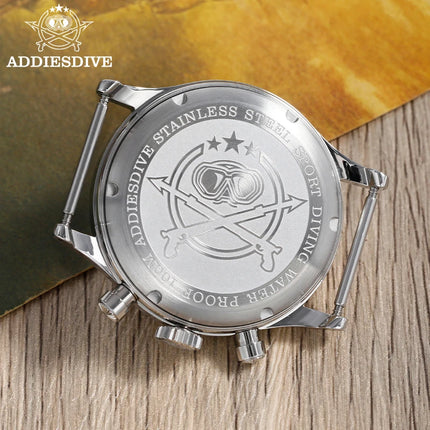 ADDIESDIVE AD2542 Luxury Quartz Chronograph Watch for Men Japanese 0S21 Movement 38mm Stainless Steel Case BGW9 Lume 100M Waterp