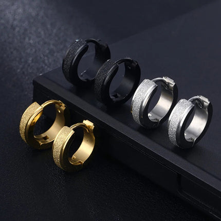 Orecchini a cerchio in acciaio inossidabile con glassa larga 2 pezzi orecchini rotondi neri per donna uomo Punk Vintage Circle Earring Jewelry Statement platinumshop
