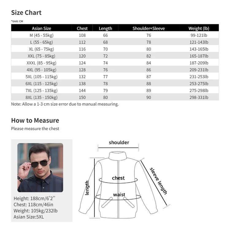 Men's Sweatshirt Set Fleece Jacket Sweatpants 2 Piece Hooded Oversize 6XL 7XL 8XL Tracksuit Winter Warm Zip Outfit Thick Thermal