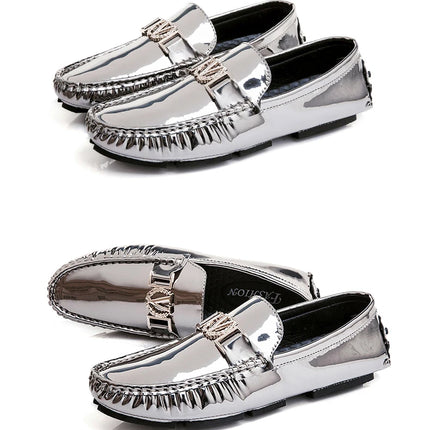 Scarpe a cuffia da uomo, scarpe slip-on primaverili ed estive, scarpe da uomo alla moda in pelle verniciata stile coreano, scarpe pigre basse, scarpe casual, fatte a mano