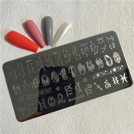 Gothic Cross Nail Stamping Plate Dark Rosary Cross Stainless Steel Punk Nail Art Stencil for DIY Manicure