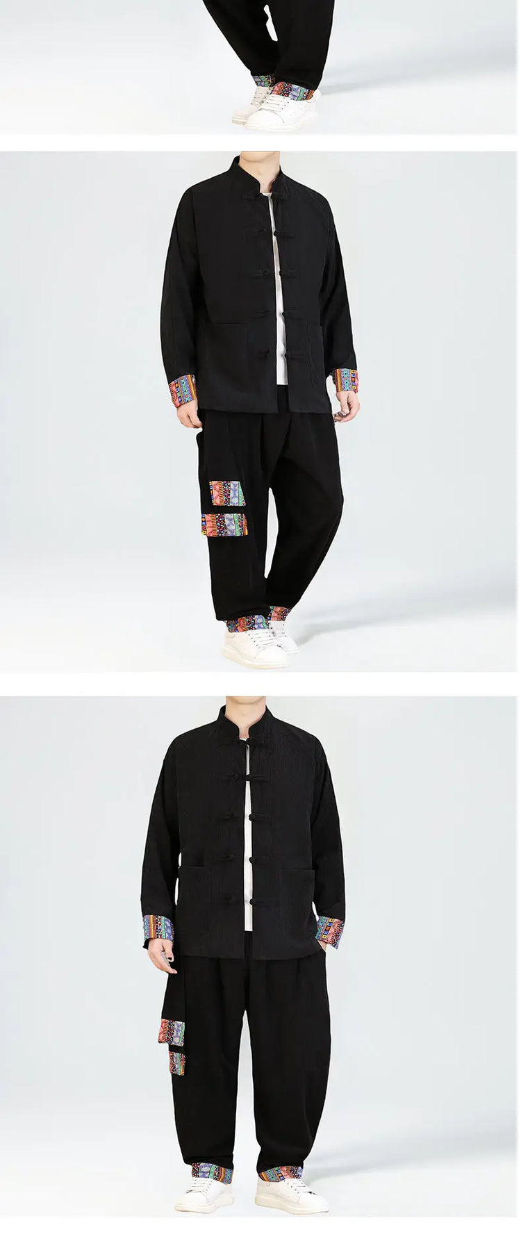 2026 Uomini di Stile Cinese Retro Tang Vestito Da Uomo di Velluto A Coste Patchwork Set Stampato Int