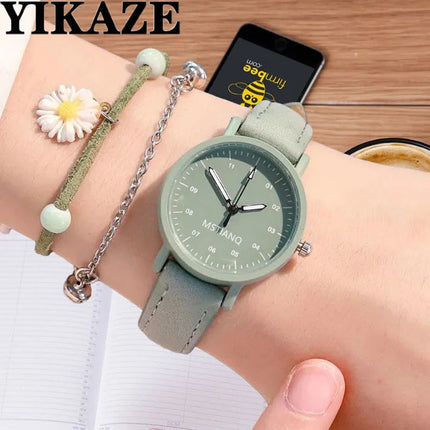 YIKAZE orologio da donna cinturino in pelle PU orologi al quarzo da donna orologio da polso da donna con quadrante rotondo impermeabile orologio da polso da donna platinumshop