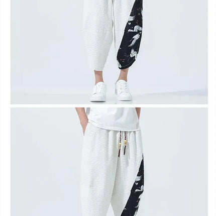 Pantaloncini estivi da uomo stile giapponese retrò comodi pantaloni da spiaggia traspiranti da uomo cintura elastica pantaloni casual Harun larghi e sottili