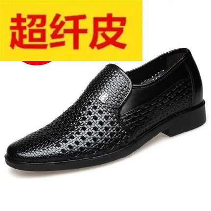 Sandali estivi da uomo in vera pelle morbida, traspiranti, casual, con suola in gomma, punta tonda, tacco basso, slip-on.