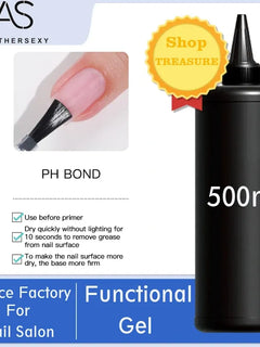 AS 500ml High Quality Nail Art Soak Off UV/LED No Wipe Top Coat Gel Polish Base Coat Without Sticky Layer Tempered TopCoat