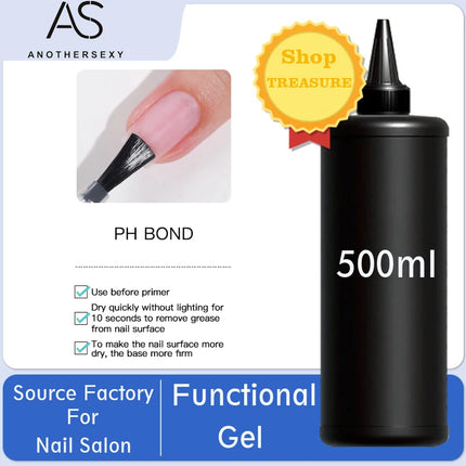 AS 500ml High Quality Nail Art Soak Off UV/LED No Wipe Top Coat Gel Polish Base Coat Without Sticky Layer Tempered TopCoat
