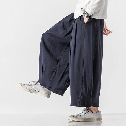 2025 Pantaloni estivi da uomo stile giapponese Harajuku Haori pantaloni a gamba larga uomo streetwear uomo solido allentato Harun pantaloni lanterna casual
