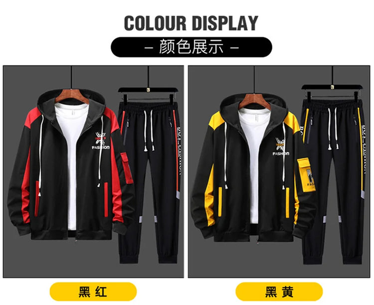 2027 New Style Men Cardigan and Pants Casual 2 Piece Set Sportswear Spring and Autumn Men's Clothing Printed Tracksuits Hoodies
