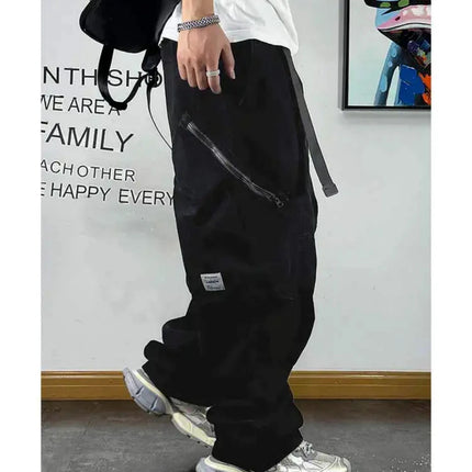 American Streetwear Multi-Pocket Cargo Pants Men High Quality Fashion Baggy Pants Plus Size Black Army Straight-Leg Trousers