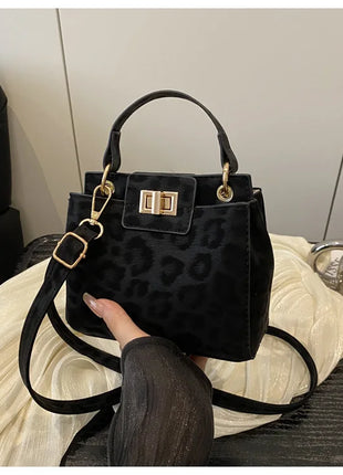 Elegante Mini Borsa a Tracolla con Manico Superiore, Chiusura Dorata, Versatile Borsa in Finta Pelle Scamosciata e Pelle per Uso Quotidiano Femminile