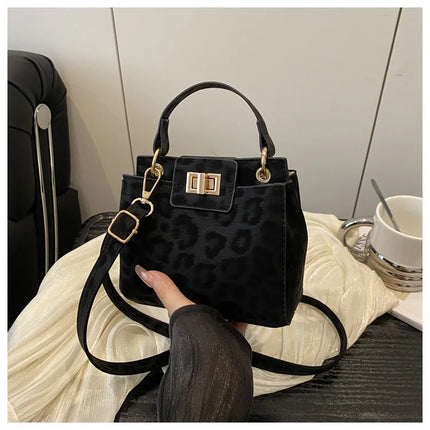 Elegante Mini Borsa a Tracolla con Manico Superiore, Chiusura Dorata, Versatile Borsa in Finta Pelle Scamosciata e Pelle per Uso Quotidiano Femminile
