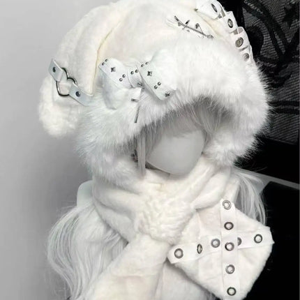 Cute Snow Leopard Ear Warmer for Ladies Chic Outdoor Windproof Ear Protection Hats Fluffy Warm Ear Caps Autumn Winter Head Hat
