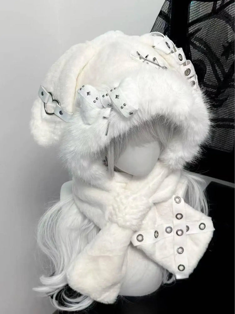 Cute Snow Leopard Ear Warmer for Ladies Chic Outdoor Windproof Ear Protection Hats Fluffy Warm Ear Caps Autumn Winter Head Hat
